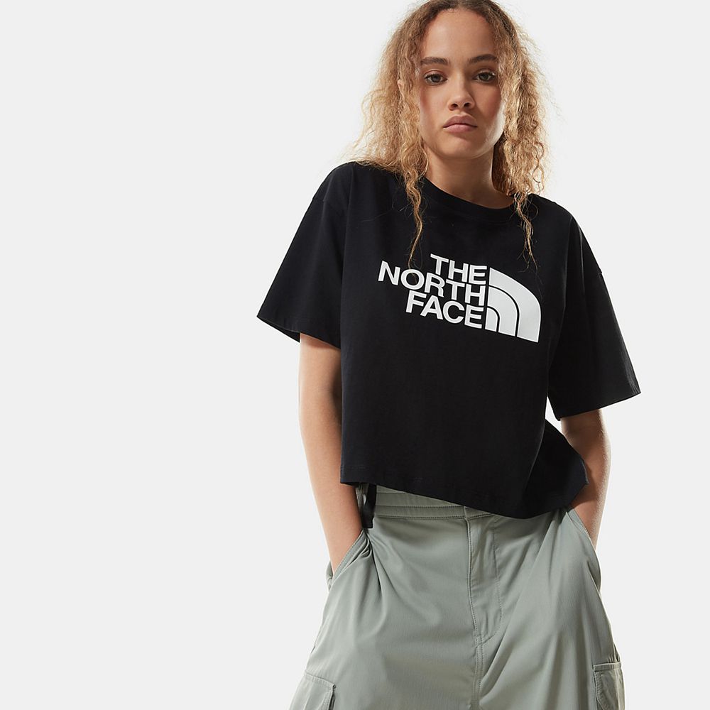 The North Face T-Shirts Womens Australia - The North Face Easy Cropped Black (DHO-905786)